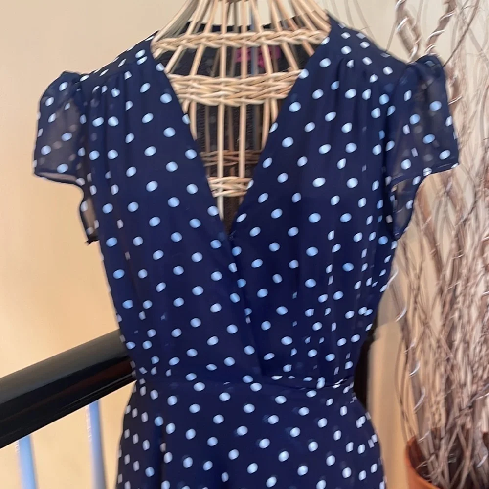 Betsy Johnson 🎈sale🎈blue dress with white polkadots - Picture 2 of 8